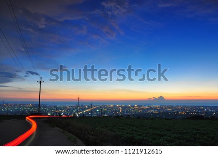 Beautiful cityscape of coastline at evening in Shalu, Taichung, Taiwan