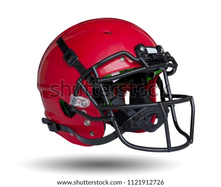 Red American football helmets isolate on white background.This has clipping path.