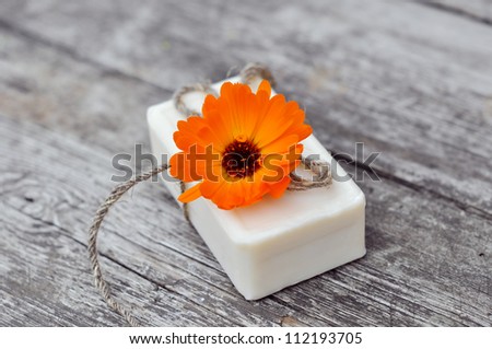 Bar of natural handmade Soap with herb