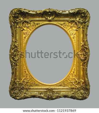Gilded frame for picture on isolated background.