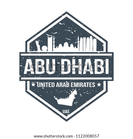 Abu Dhabi United Arab Emirates Travel Stamp Icon Skyline City Design Tourism.