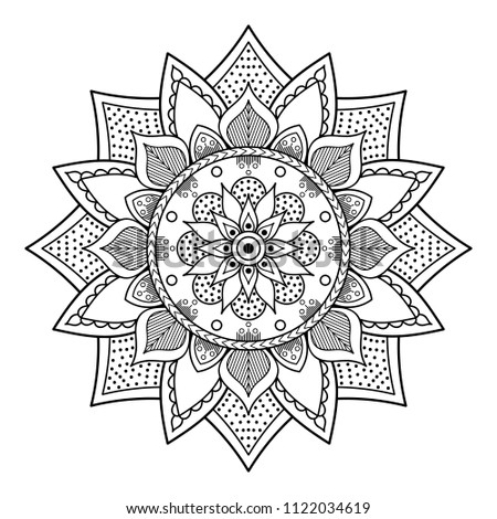 Vector Mandala Pattern, Henna Tattoo Style. Islam, Arabic, Pakistan, Moroccan, Turkish, Indian, Spain motifs.