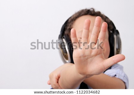 boy with headphones listening to music reel people with white background stock image and stock photo