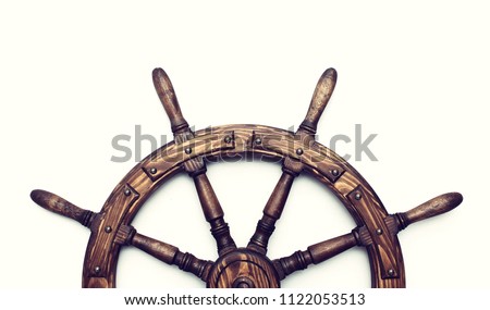 Steering hand wheel ship on white background