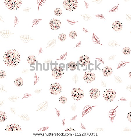 Light Pink, Yellow vector seamless abstract background with leaves and flowers. Modern abstract illustration with leaves and flowers. Completely new template for your design.
