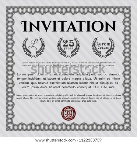 Grey Vintage invitation. Money Pattern design. Easy to print. Vector illustration. 