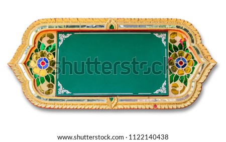 frame with thai style pattern isolated on white background, in thailand temple
