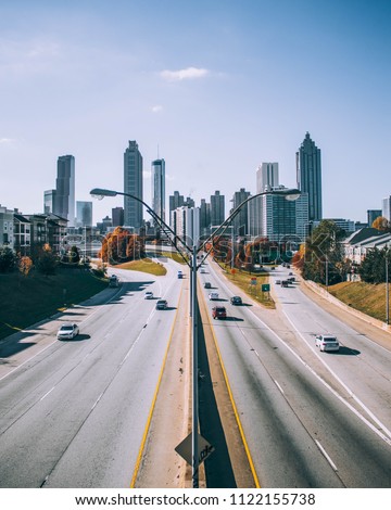 Iconic picture of Atlanta's cityscape from the famous Jackson Street Bridge.