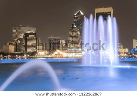 The Jacksonville skyline from the Friendship fountain at night