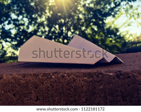 Paper airplane under trees