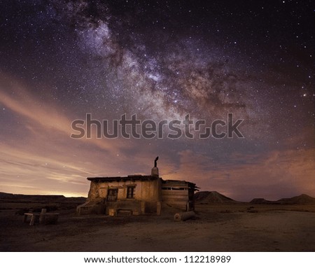 Shepherd hut at desert night near Pamplona, Spain