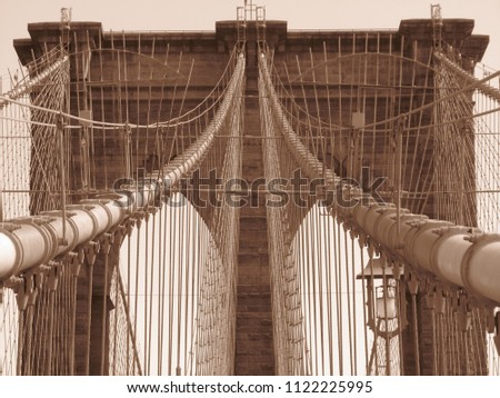 Brooklyn bridge in sepia Royalty-Free Stock Photo #1122225995