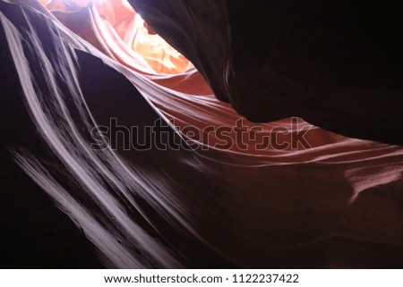 Antelope Canyon lights and rocks in the Navajo Reservation near Page - Arizona USA