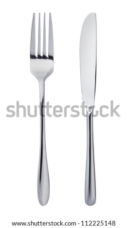 Knife and fork isolated on white background Royalty-Free Stock Photo #112225148