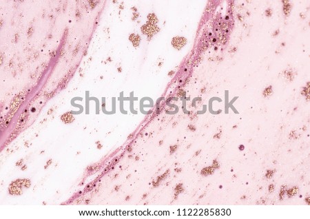 Gently pink color. Fresh painting on the water. Mixed paints with gold powder. Meditation of art- Natural luxury. Beautiful pattern.