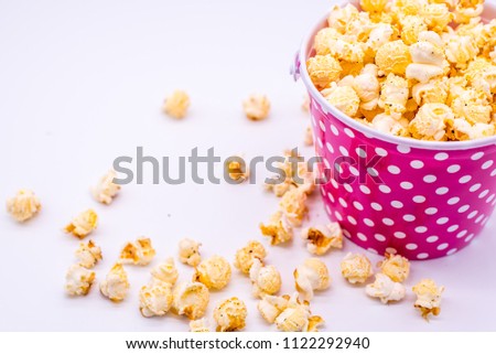 Popcorn view on background