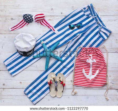 striped jeans and accessories for women, summer vacations