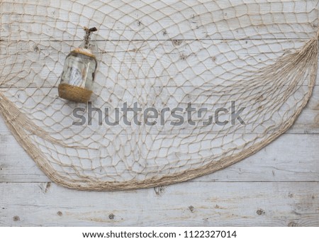 letter bottle, fishing net