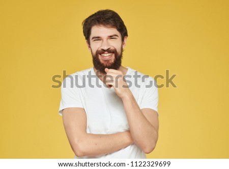     man with a beard smiles logo joy                           