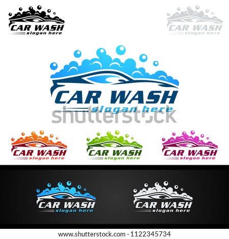Car Wash Logo, Cleaning Car, Washing and Service Vector Logo Design Royalty-Free Stock Photo #1122345734