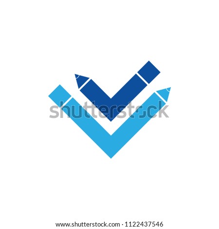 letter v pencil symbol logo vector