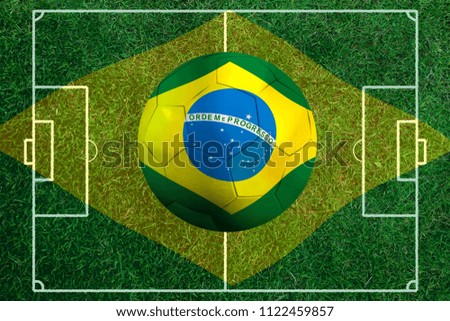 Brazil flag and soccer ball.
Concept sport.