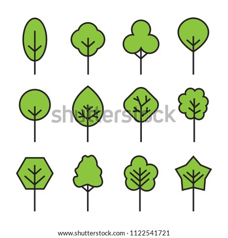 Set of Trees icons. Vector Illustration. Plants and garden.