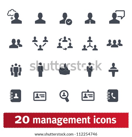 Management, human resources, business persons and users. Vector icons set.