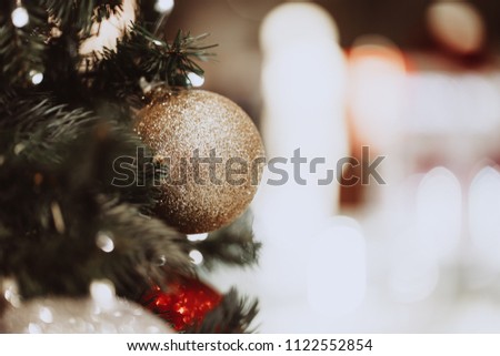 Blurred chrismas background with lights and big stars.