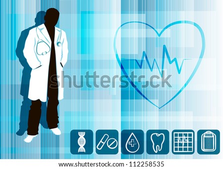 Silhouette of a doctor on an abstract background