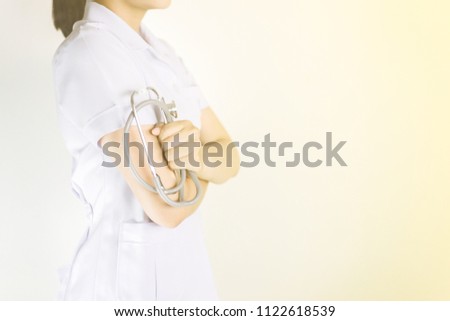 Nurse holding stethoscope with copy space,doctor,Medical concept