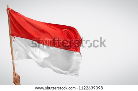Indonesian independance day  with flag and copy space. Royalty-Free Stock Photo #1122639098