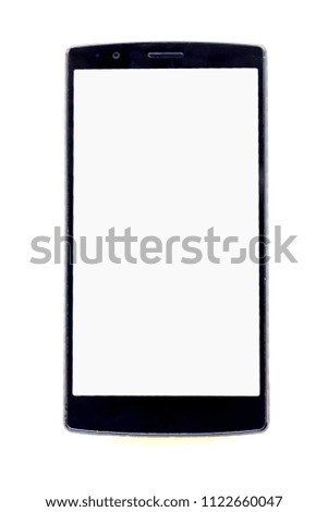 Front view of modern smartphone isolated on white background.