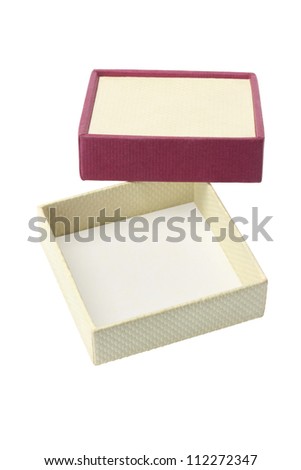 Open Square Shape Gift Box on White Background