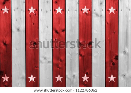 USA flag elements on wood background