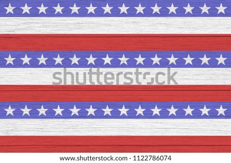 USA flag elements on wood background