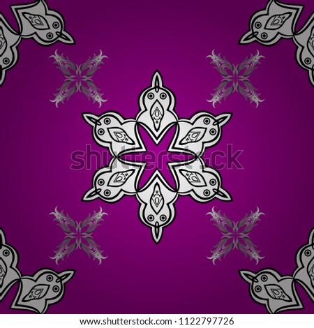 Traditional arabic decor on purple, white and black colors. Cute ornate for wallpaper. Ornamental lace tracery. Vector seamless pattern with floral ornament. Vintage design element in Eastern style.