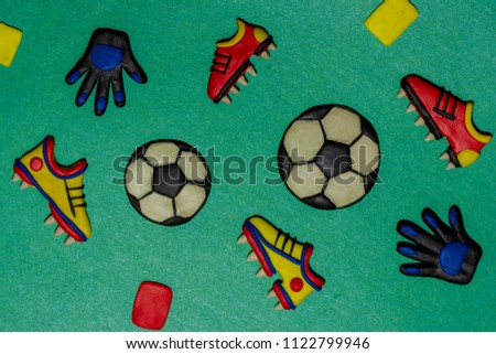 Football elements. Colorful plasticine picture