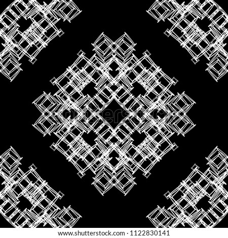Vector seamless ornamental black and white pattern. Endless texture.