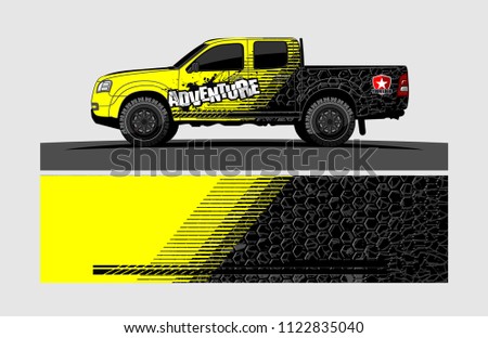 pick up truck and car decal design vector. abstract background livery for vehicle vinyl wrap