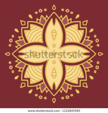 Wonderful Mandala Drawn by Hand in Many Colors Joyful and Happy Doodle Brush Style. Oriental and mystic vector illustration