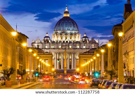 Front View of Saint Peter's Basilica,Vatican Royalty-Free Stock Photo #112287758