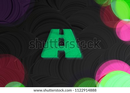 Neon Green Road Glass Icon on the Black Painted Background. 3D Illustration of Green Highway, Lane, Road, Trip Icon Set on the Dark Black Background.