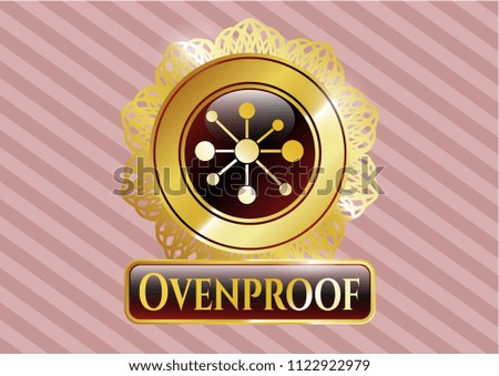  Golden emblem with business network icon and Ovenproof text inside