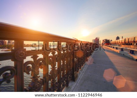 View from Boston Longfellow bridge at sunset