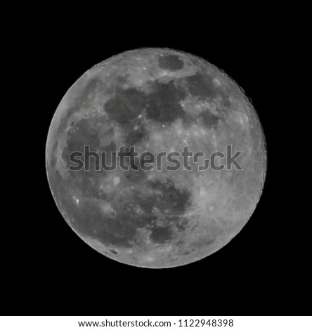 Full moon view of the southeastern sky of Brazil, black background.