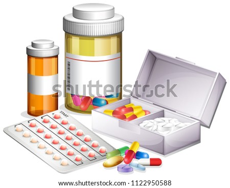 Variety of different medicine illustration