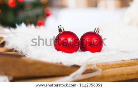 Closeup of Christmas ball on festive background
