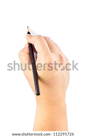 Right hand writing isolated  on the white background. Royalty-Free Stock Photo #112295726