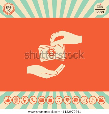 Receiving money banknotes stack icon. Cash stacks money banknotes